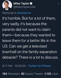 Meredith Whittaker On Twitter Miles Taylor Championed The Child Separation Policy Before He Left Dhs To Work For Google Where He Rebranded As A Cnn Resistance Pundit By Issuing Mild Condemnations Of