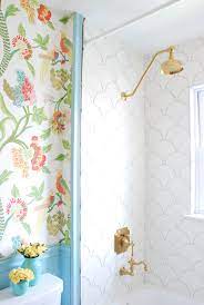 Maybe you would like to learn more about one of these? Shower Alcove White Scallop Tile And Brass Shower Tub Faucet Set Showit Blog