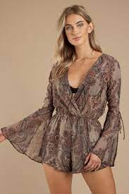 Peyton Paisley Print Romper In Mocha 201 Kr Tobi Se