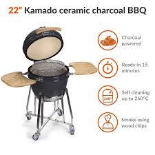 We carry the best grills and smokers known for their quality, style and dependability. Boss Grill 22 Inch Charcoal Ceramic Kamado Style Grill Egg Bbq In Grey With Wooden Shelves Electriq