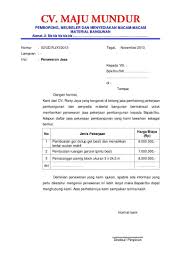 Contoh Surat Penawaran Harga Borongan Surat Gagasan Desain Cv