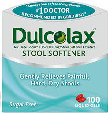 Related:docusate sodium 250 mg docusate sodium 100mg docusate sodium liquid. Amazon Com Dulcolax Gentle Relief Stool Softener Laxative Docusate Sodium 100mg Liquid Gel Tablets 100 Count Health Personal Care