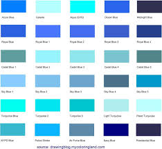 this is the largest list of different blue shades hues and