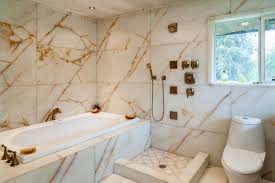 Each tile is one square foot. White Onyx Master Bathroom Contemporary Bathroom Seattle By Antony Architectural Stone