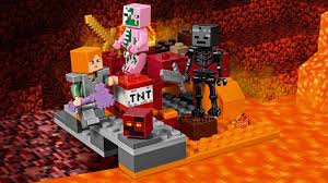 Minecraft steve with netherite armor toy. The Nether Fight 21139 Lego Minecraft Sets Lego Com For Kids