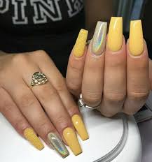 50yellow matte acrylic nails coffin. Yellow Acrylic Coffin Shape Long Square Nails Yellow Nails Coffin Shape Nails