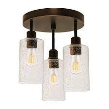 This feature allows you to adjust the lights brightness level depending on your needs. 3 Light Semi Flush Mount Ceiling Light 14 Inch Vintage Oil Rubbed Bronze Lighting Fixtures With Seeded Glass Shades For Farmhouse Goals
