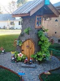 Turn A Tree Stump Into This In 2020 Fairy Garden Diy Fairy Tree Houses Fairy Garden Designs
