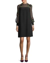 Prada Floral Embroidered Cady Cocktail Dress In Black Modesens Dresses Groom Dress Fashion