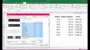 dollar to indian rupee real time currency converter for ms excel