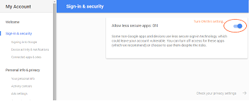 Now scroll down and you will get an option to control whether to 'allow less secure apps' or not. Allow Less Secure Apps Outlook