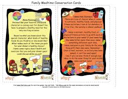 Nutrition Mealtime Conversation Card These Cards Are A Fun Way To Allow Children To Explore Their Imaginatio Conversation Cards Nutrition Activities Nutrition
