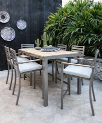 Outdoor 7 Piece High Dining Set Enjoy Many Al Fresco Meals With Our Brasilia Teak High Di Modern Outdoor Furniture Teak Outdoor Furniture Outdoor Dining Set