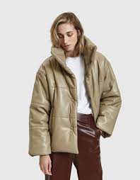 Nanushka Hide Vegan Leather Puffer In Sand Nanushka Ladies Tops Fashion Coat