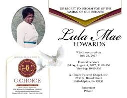 Search Lula Edwards Obituaries and Funeral Services