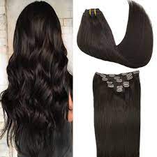 Buy dark brown hair extensions and get the best deals at the lowest prices on ebay! Amazon Com Goo Goo Clip In Hair Extensions Dark Brown Remy Human Hair Extensions Clip In Straight 120g Thick Natural Hair Extensions 14 Inch Beauty