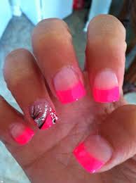 Acrylic Hot Pink And Black Nail Designs Hot Pink Tip With Black And Silver Flare Pedicure Designs Toenails Pink Acrylic Nails Fake Nails