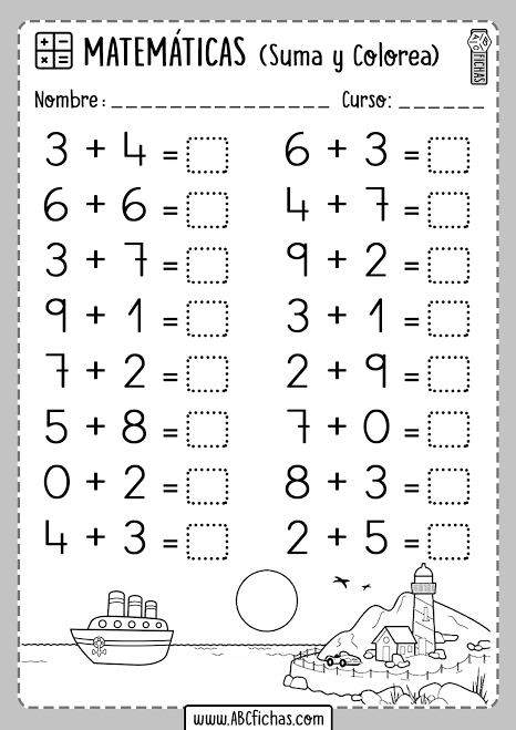 Sumas de 1 Dígito | Fichas de Cálculo Mental Matemáticas