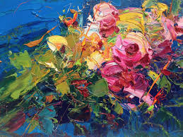 Abstract Flowers Painting On Canvas Original Art Pink Roses Etsy Flower Painting Canvas Oil Painting Abstract Flower Painting