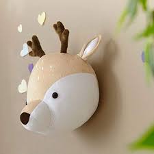 Ins Deer Stuffed Animal Wall Mount Plush Animal Head Wall Decor Children S Baby Room Decoration Animal Wall Mount Nursery Wall Stickers Animal Head Wall Decor