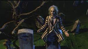 It has open front closure. The Costume Striped Black White Beetlejuice Spotern
