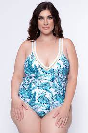 Tropical Print Swimsuit Ivory2x Ivory In 2021 Plus Size Swimwear Women S Plus Size Swimwear Tropical Print Swimsuits