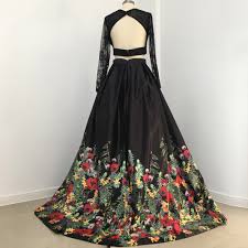 These are the latest floral embroidered dresses collection. Two Piece Prom Dress Black Floral Long Prom Dress Long Sleeves Prom Dress Halundress