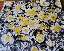 Black And White Floral Fabric By The Yard Unused Large Scale Yellow Gray White And Black Floral Etsy Floral Fabric Black Floral Floral Decor