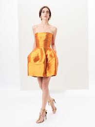 Copper Embroidered Silk Organza Cocktail Dress Pre Order Fall 2017 New Arrivals Nice Dresses Dresses Strapless Cocktail Dresses