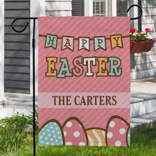 Happy Easter With Eggs Personalized Garden Flag Personalized Garden Flag Personalized Easter Garden Flags