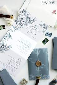Anne Cecile Hand Drawn Floral Tri Fold Wedding Invitation Undangan Pernikahan Mewah Contoh Undangan Pernikahan Undangan Pernikahan
