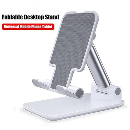 Premium Smart Foldable Mobile Stand for Table and Mobile, Height Adjustable Universal Phone Holder for All Smartphones & Tablet (Black) | Daraz.pk