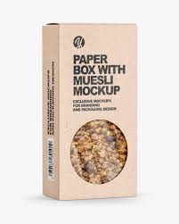 Kraft Paper Box With Muesli Mockup In Box Mockups On Yellow Images Object Mockups