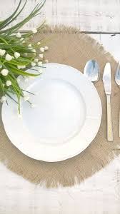 Round Burlap Placemat Plate Charger Frayed Tablemat Shabby Chic Rustic Set Of 24 Size 16 In 2020 Table Settings Everyday Simple Table Settings Round Table Settings
