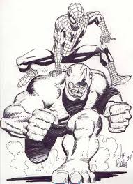 Superhero coloring pages are a fun way for kids of all ages, adults to develop creativity, concentration, fine motor skills, and color recognition. Spider Man Vs Rhino In Da Man S Lee Weeks Comic Art Gallery Room