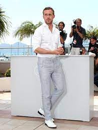 Ryan Gosling In Cannes Wearing White Shirt And Shoes Mens Beach Wedding Attire Beach Wedding Groom Attire Beach Formal Attire