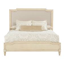 European Cottage Upholstered Bed Queen In Vintage White 007 23 52 Wood And Upholstered Bed Upholstered Beds Queen Upholstered Bed