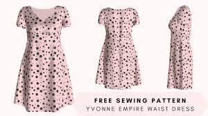 Free downloadable sewing patterns for women. Free Pdf Sewing Pattern Yvonne Empire Waist Dress Tiana S Closet
