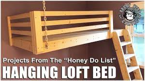The upper bed includes horizontal rails for protection. Honey Do List Loft Bed Hanging Loft Bed Youtube