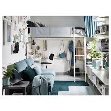 Vitval Loft Bed Frame With Desk Top White Light Gray Twin Ikea In 2020 Loft Bed Frame Loft Bed Bed Frame