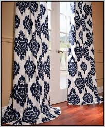 Navy Blue Geometric Curtain Panels Printed Cotton Curtain Blue Curtains Living Room Panel Curtains