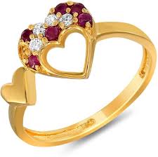 Mahi Sweetheart Alloy Cubic Zirconia Gold Plated Plated Ring
