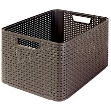 Curver Style 12 8 In X 9 1 In Espresso Plastic Storage Tote Bin 233197 The Home Depot Plastic Storage Totes Plastic Storage Tote Storage