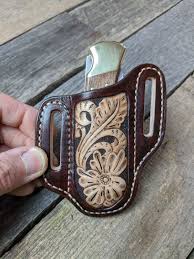 Custom cowboy leather knife sheaths with a floral pattern. Pin On Buffalobornleather Com