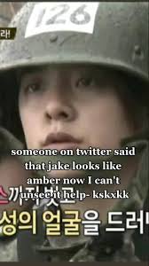 I'll never unsee this- thank you twitter 😩🔪 they're both icons tho so ig  it's cool #enhypen #엔하이픈 #amberliu #jake_enhypen #kpopfyp