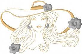 Free Woman In Hat Embroidery Design Annthegran Com Hat Embroidery Designs Hat Embroidery Hats For Women