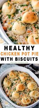 This Healthy Chicken Pot Pie With Biscuits Is Easy Delicious And Is Big Enough To Feed T Heart Healthy Chicken Recipes Healthy Chicken Pot Pie Healthy Pot Pie