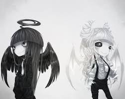 Black And White Angel Cartoon Black Angel And White Demon By Meammy On Deviantart Demon Wings Black Angels Anime