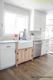Kohler harborview kitchen farm sink vintage style porcelain wall sink package. How To Add Vintage Charm With A Diy Reclaimed Wood Sink Cabinet The Created Home