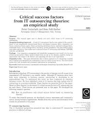 Pdf Critical Success Factors From It Outsourcing Theories An Empirical Study
